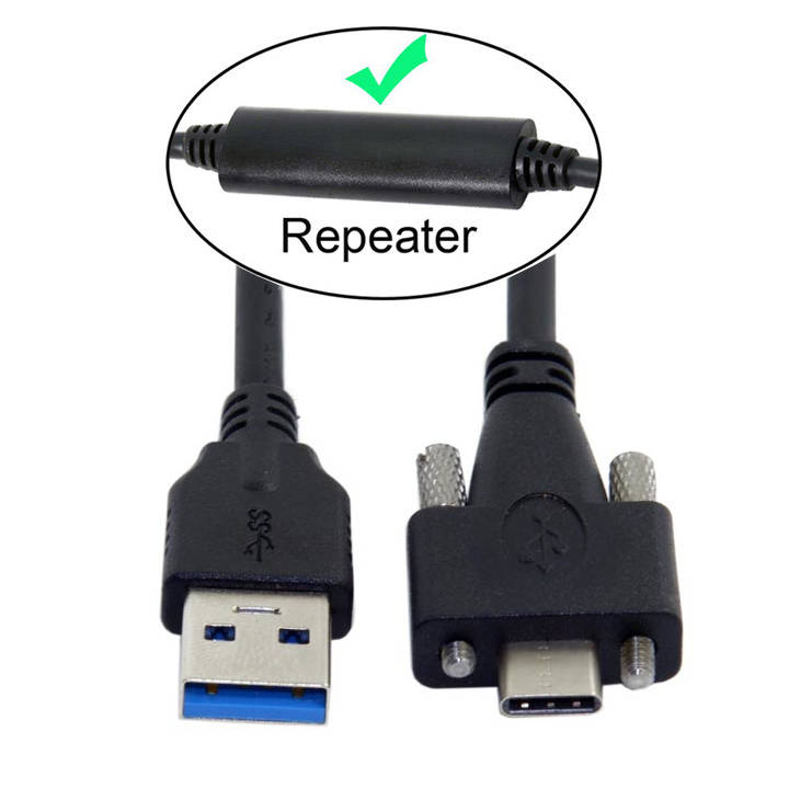 SYSTEM-S USB 3.1 cable 8 m Type C male to 3.0 Type A male screw in black