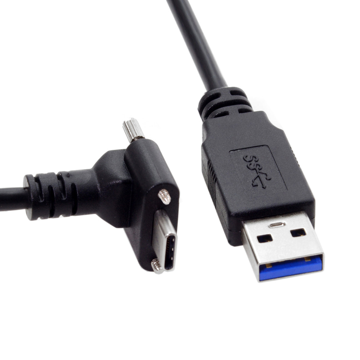 SYSTEM-S USB 3.1 Kabel 8 m Typ C Stecker zu 3.0 Typ A Stecker Schraube Winkel Schwarz - DREIKS