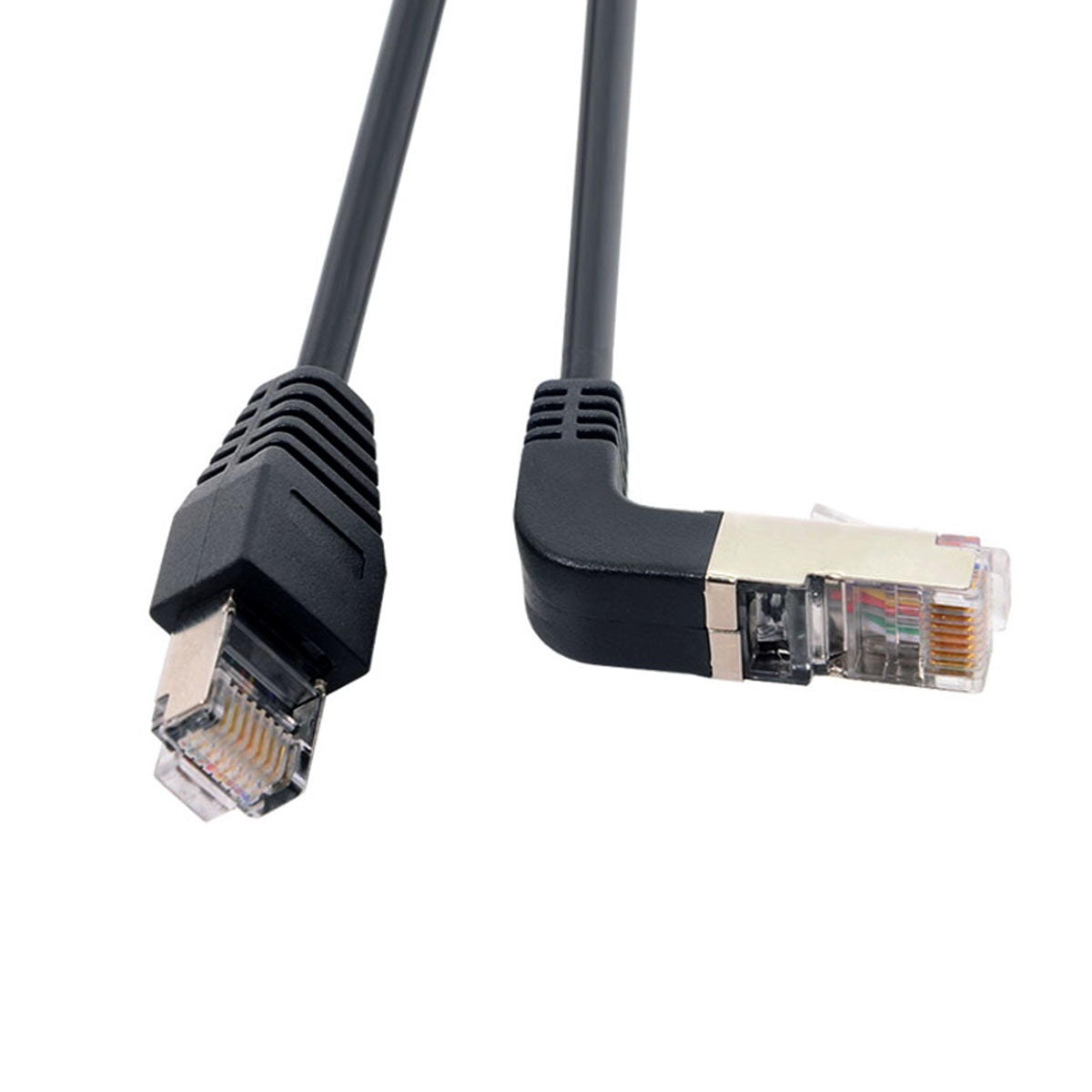 LAN Kabel 0,5 m RJ45 Stecker Ethernetkabel Netzwerkkabel Winkel in Schwarz | System-S