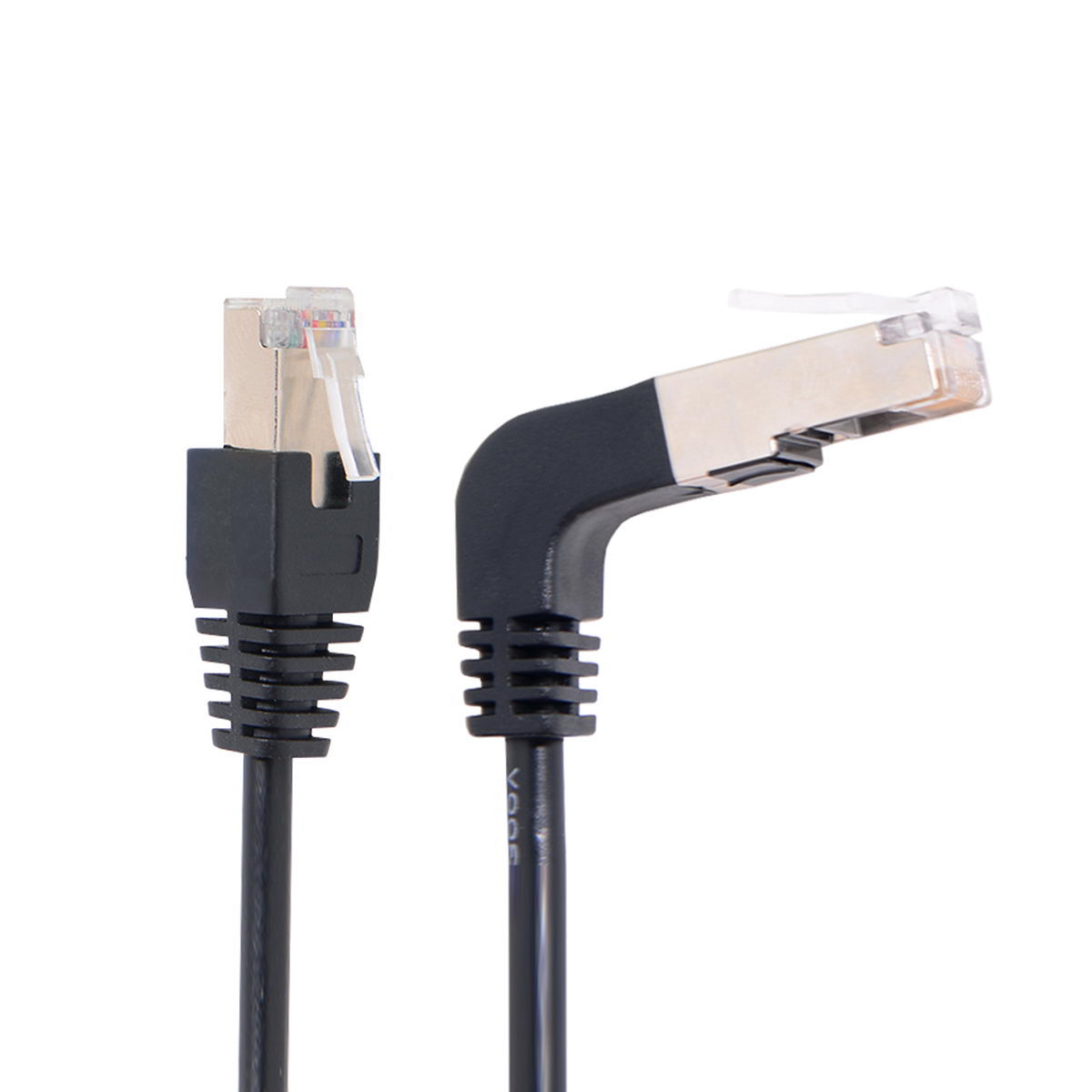 LAN Kabel 0,5 m RJ45 Stecker Ethernetkabel Netzwerkkabel Winkel in Schwarz | System-S