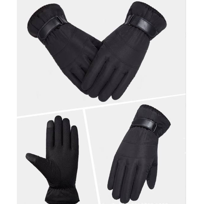 Anti Rutsch Handschuhe aus Polyester für Smartphones Touch Bildschirme Schwarz | System-S