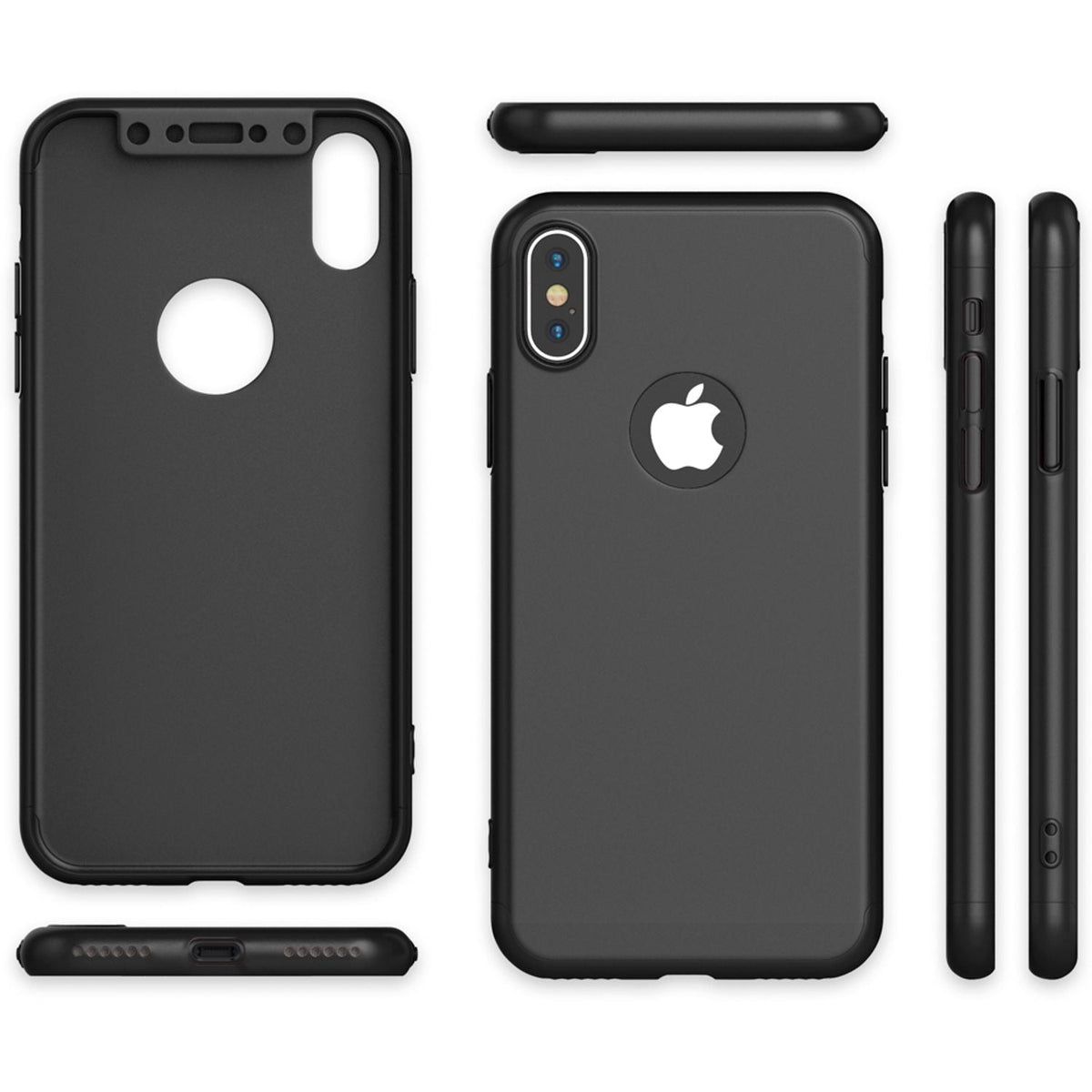NALIA 360° Handyhülle kompatibel mit iPhone X XS, Full-Cover & Schutzglas Vorne Hinten Rundum Hülle Doppel-Schutz, Ganzkörper Hard-Case Dünn Handy-Tasche, Bumper & Displayschutz