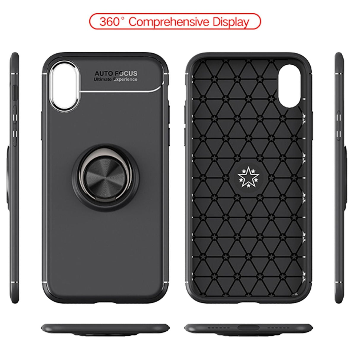 NALIA Ringhülle für iPhone X / XS – Ring-Ständer 360° & für Magnet-Halter – GRIP360 (Mattiertes Silikon Case) – Marke aus Berlin