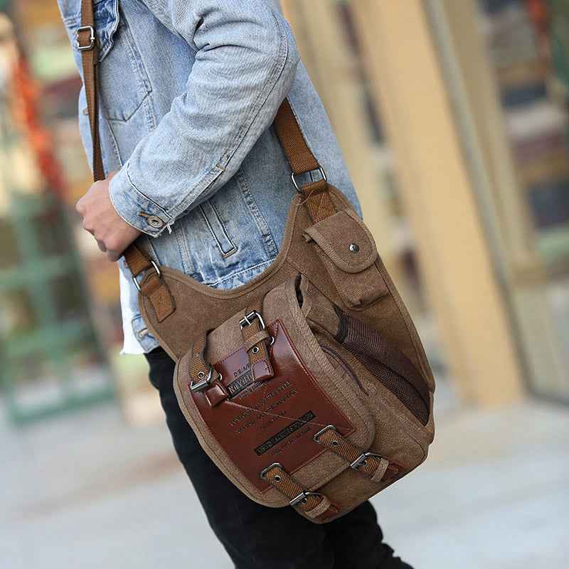 SYSTEM-S Universal Tasche Unterarm Tasche Umhängetasche Schultertasche mit 7 Fächern in Braun - DREIKS