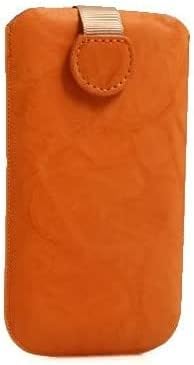 Leder Tasche Etui Sleeve Case Hülle mit Rückzugfunktion Ausziehhilfe in Orange für Samsung Galaxy S2 SII i9100 | System-S