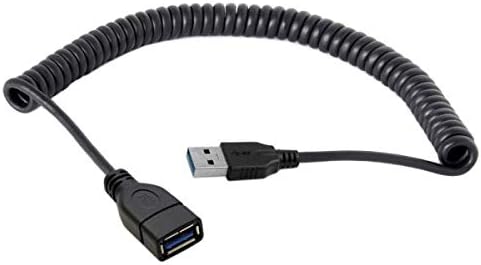 SYSTEM-S USB cable type A 3.0 (male) to USB type A 3.0 (female) coiled cable 40-60 cm