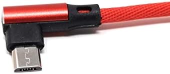SYSTEM-S Micro USB Kabel links gewinkelt auf umkehrbarer USB Schnittstelle Typ A 2.0 in Rot 98 cm - DREIKS