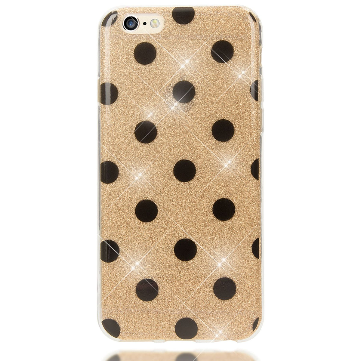 NALIA Punkte-Handyhülle kompatibel mit iPhone 6 6S, Glitzer Ultra-Slim Silikon-Case Back-Cover Smart-Phone Schutz-Hülle, Glitter Sparkle Handy-Tasche Bumper Dünnes Bling Strass Etui