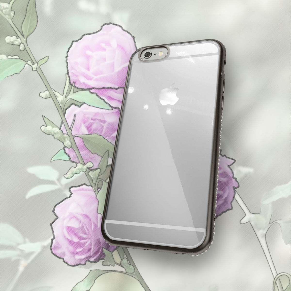 NALIA Handyhülle kompatibel mit iPhone 6 6S, Durchsichtiges Slim Silikon Case Hülle Transparente Rückseite & Farbiger Strass Bumper, Crystal Schutzhülle Back-Cover Skin Etui Dünn