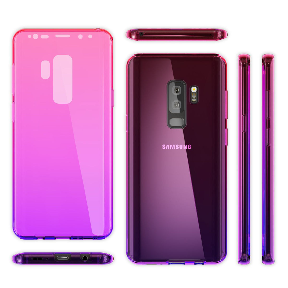 NALIA 360 Grad Handyhülle kompatibel mit Samsung Galaxy S9 Plus, Full Cover vorne hinten Doppel-Schutz Dünnes Ganzkörper Case Silikon Etui, Transparenter Displayschutz & Rückseite