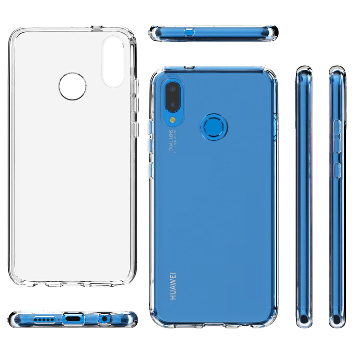 NALIA Transparente Silikonhülle für Huawei P20 Lite – Anti-Gelb & Rutschfest – GLAZE (Handyhülle Kristallklar, Schlank & Stoßfest) – Marke aus Berlin