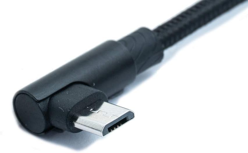 USB 2.0 Kabel 100 cm Micro Stecker zu 2.0 A Stecker Winkel geflochten Schwarz | System-S