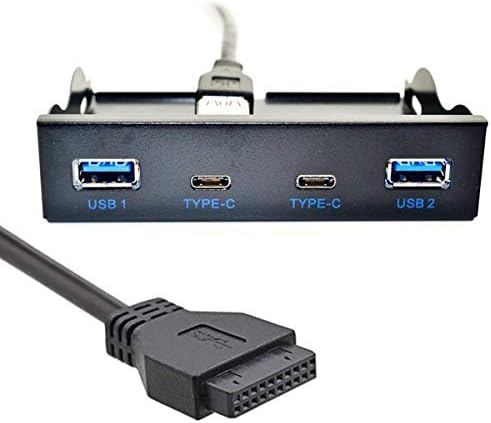 USB HUB 2x Typ A 3.0 und 2x Typ C 3.1 Panel Mount zum Motherboard 20poliges Anschlusskabel für 3,5"-Diskettenschacht | System-S