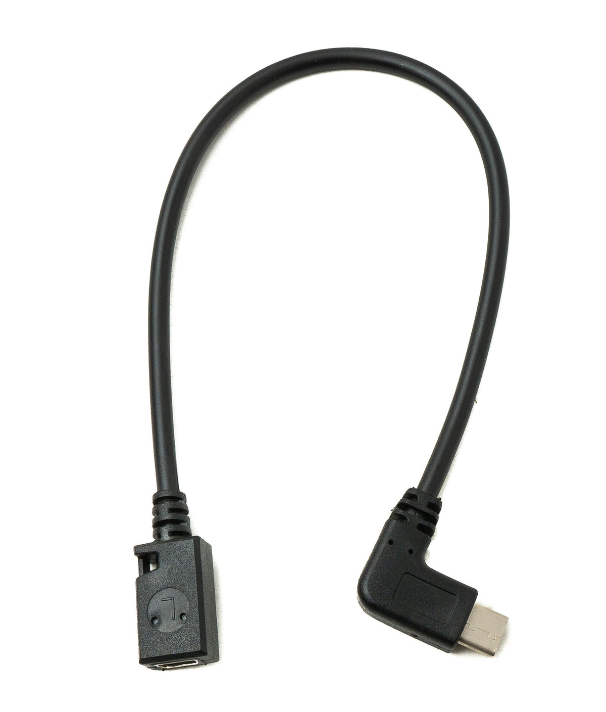 USB 3.1 Kabel 25 cm Typ C Stecker zu 2.0 Mini B Buchse Left Right Angled Winkel Adapter in Schwarz | System-S