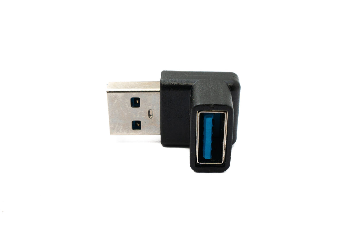 SYSTEM-S USB 3.0 Gen 2 Adapter Type A Male to Female Angled Cable in Black