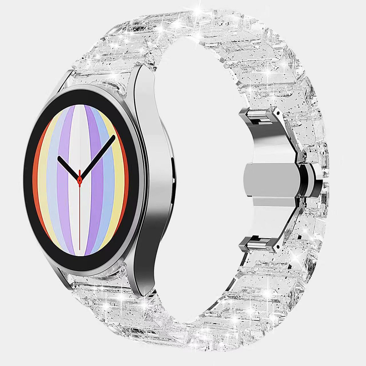 Armband 20 mm aus PC für Samsung Galaxy Watch 5 4 Smartwatch in Glitzer Weiß | System-S