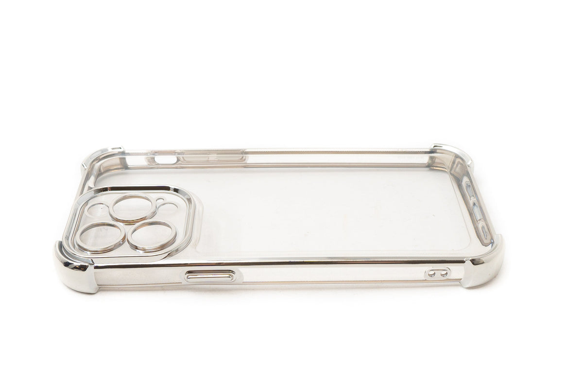 Schutzhülle stoßfest aus TPU Glanz Grau Transparent Hülle für iPhone 14 Pro Max | System-S