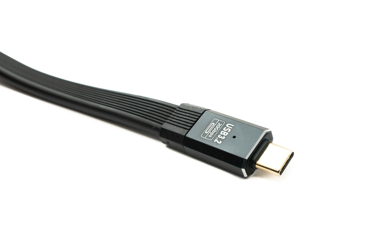 SYSTEM-S USB 3.2 Gen 2 Cable 20 cm Type C Male to Male Flat Cable Black 20 Gbit/s 100 W