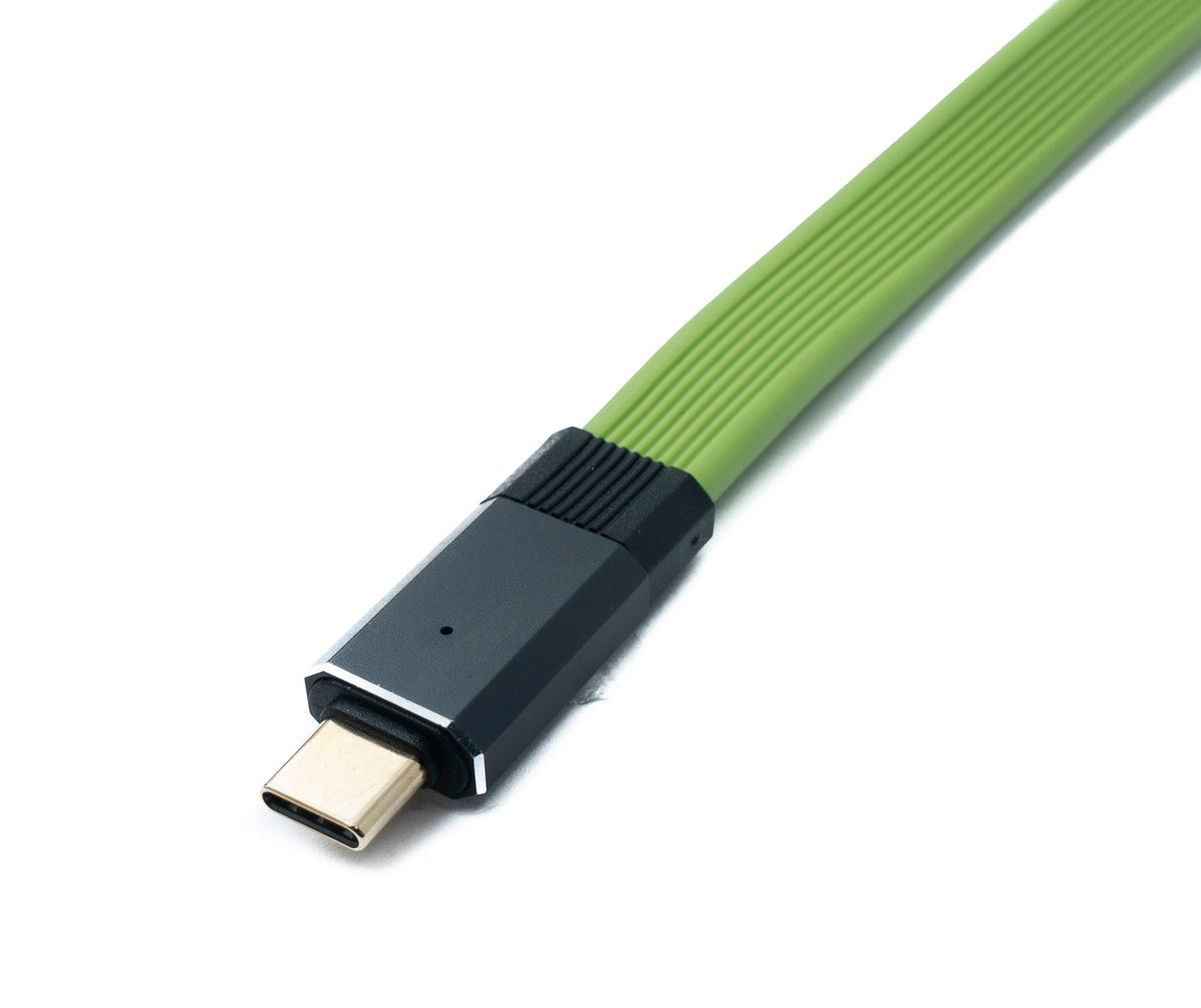 SYSTEM-S USB 3.2 Gen 2 Cable 20 cm Type C Male to Male Flat Cable Green 20 Gbit/s 100 W