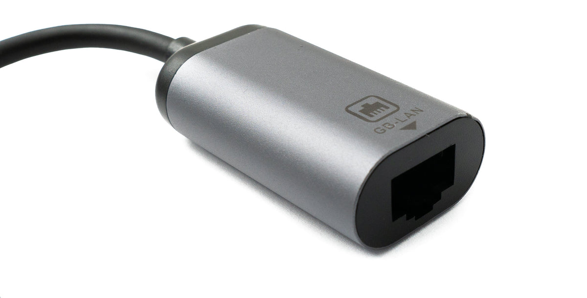 SYSTEM-S LAN cable 19 cm RJ45 socket to USB 3.1 Type C plug adapter in gray