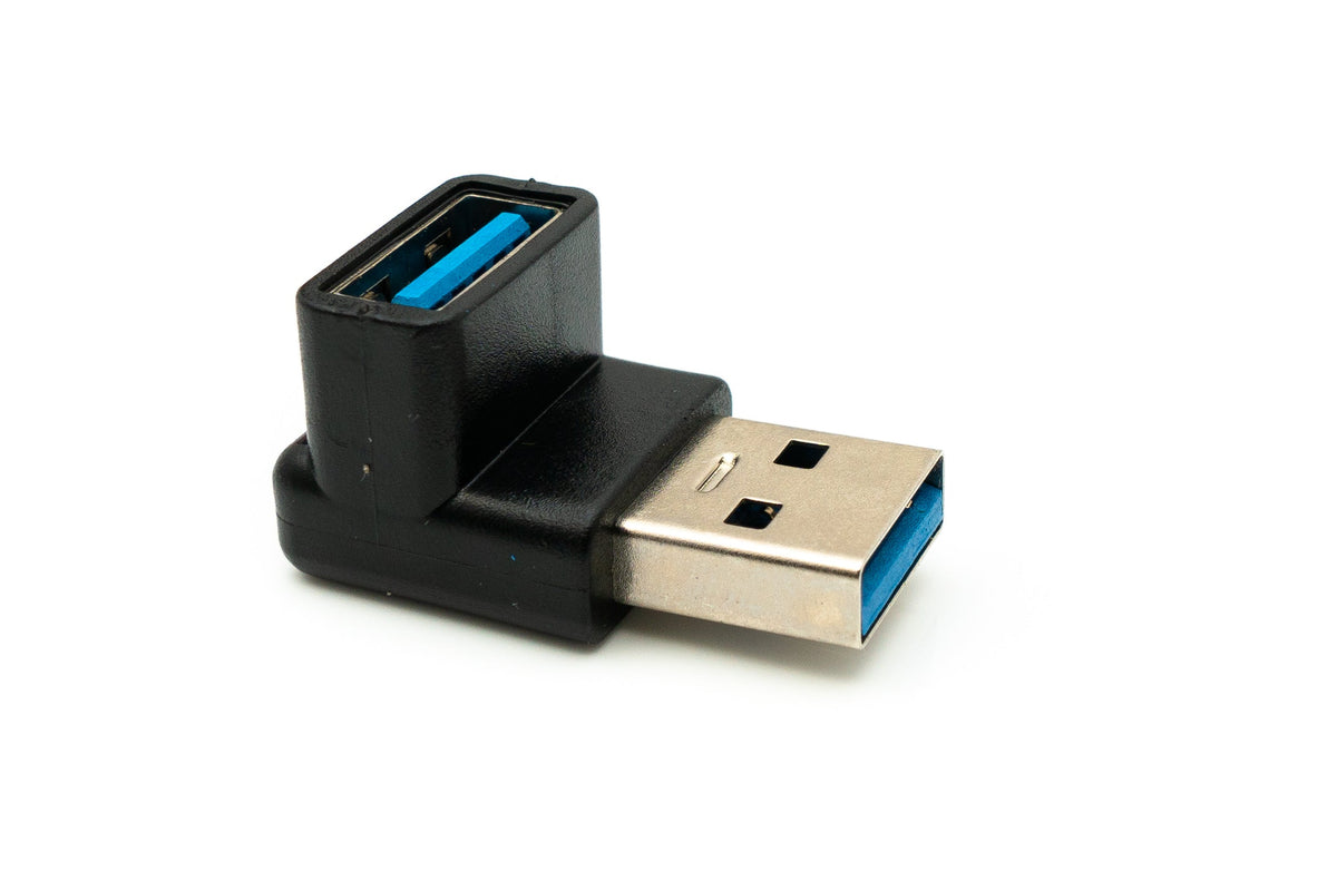 SYSTEM-S USB 3.0 Adapter Type A Male to Female Angled Cable in Black