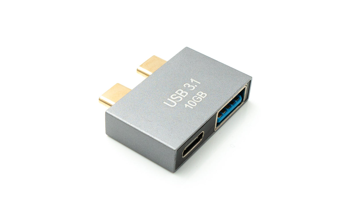 SYSTEM-S USB 3.1 Gen 2 double adapter 2x Type C male to female & 3.0 Type A female OTG