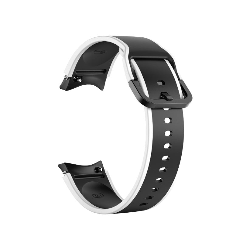 Armband 20 mm aus Silikon für Samsung Galaxy Watch 5 4 Smartwatch Weiß Schwarz | System-S