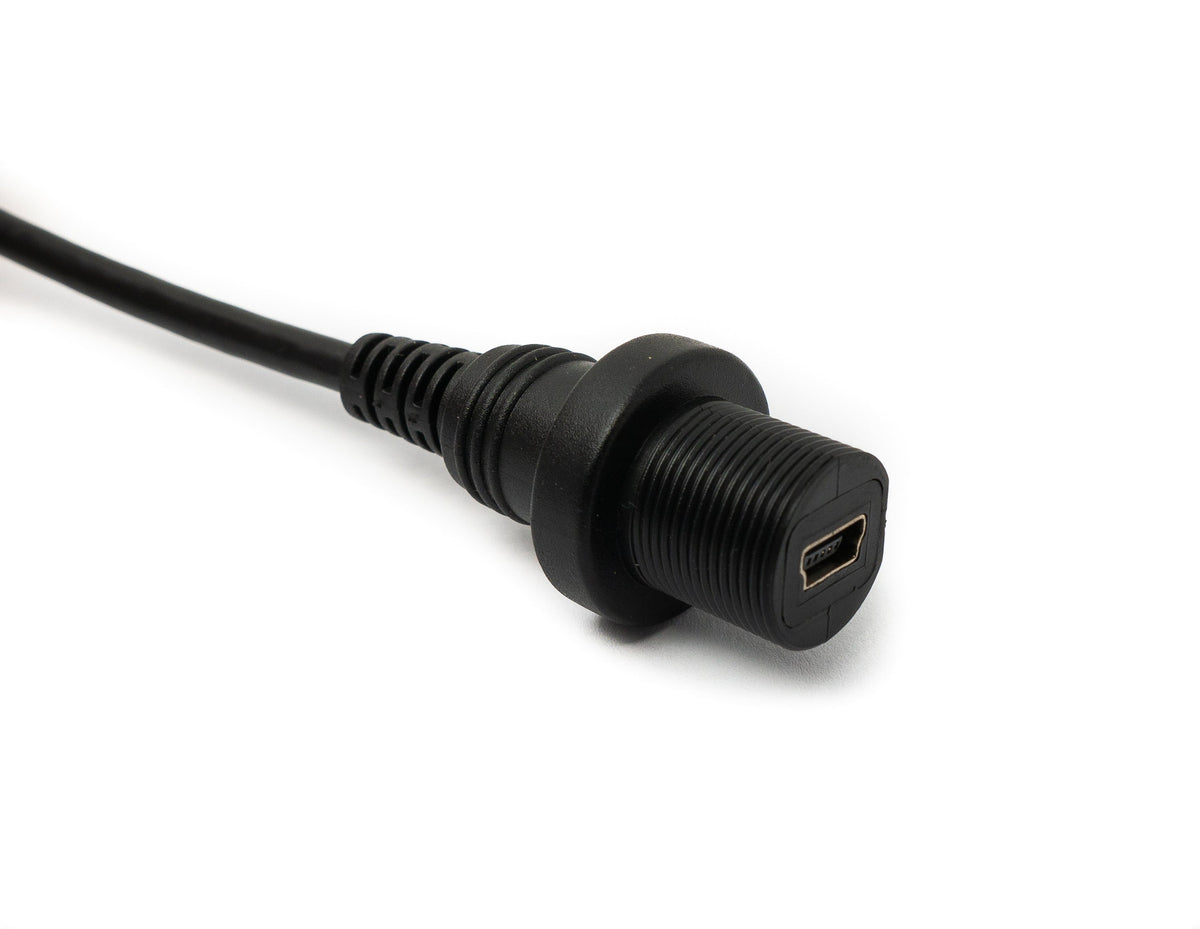 SYSTEM-S USB 2.0 cable 100 cm Mini B male to female Bulkhead Waterproof in Black