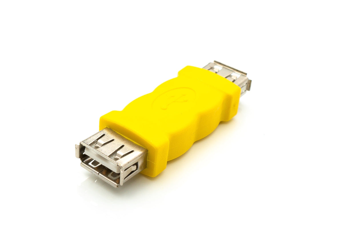 USB 2.0 Adapter Typ A Buchse zu Buchse Kabel in Gelb | System-S