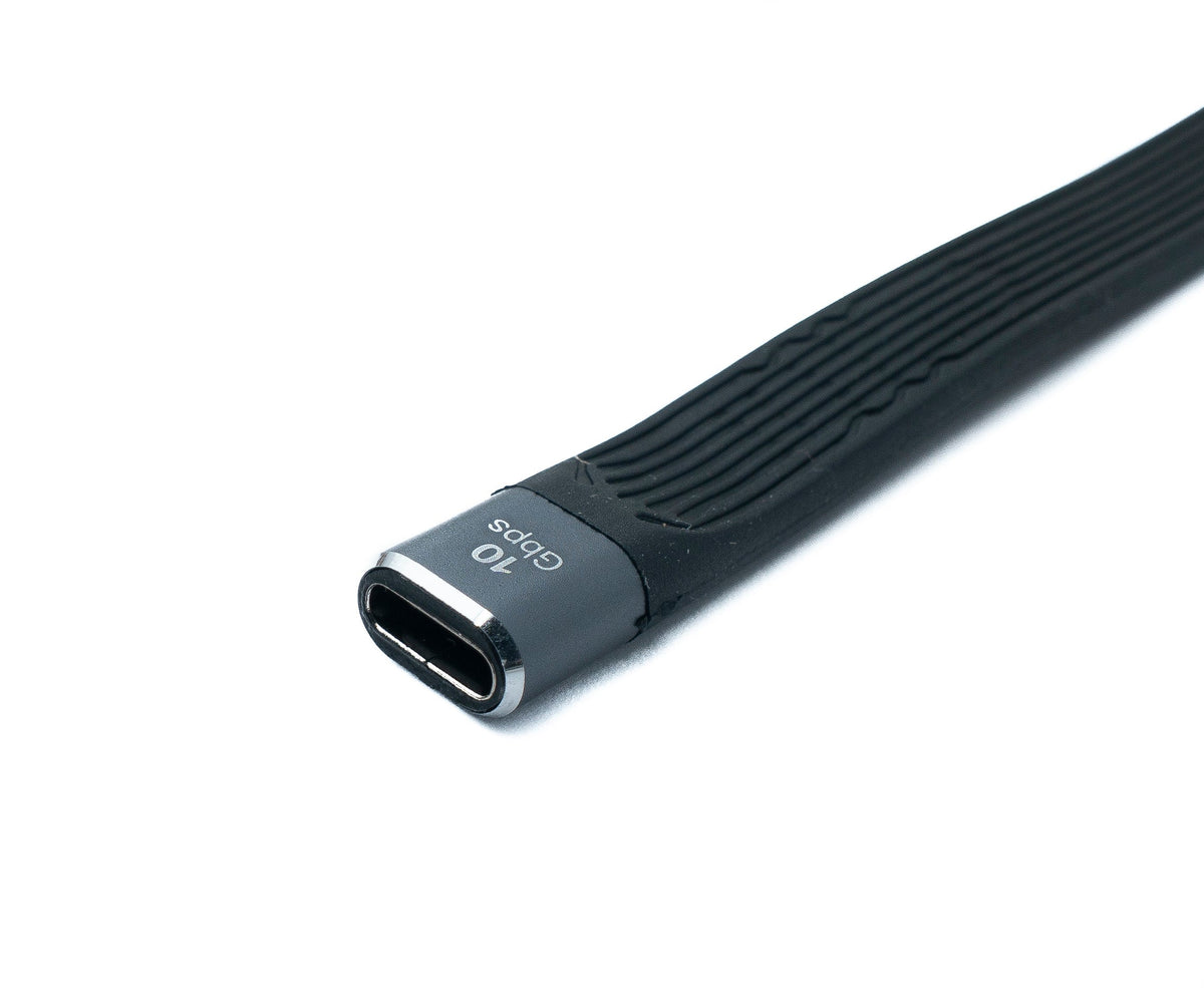 SYSTEM-S USB 3.1 Gen 2 cable 10 cm Type C male to female flat cable 10 Gbit/s 100W