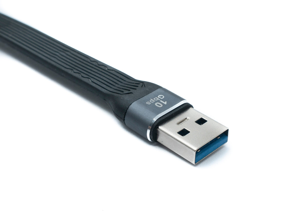 SYSTEM-S USB 3.1 Gen 2 cable 10 cm Type A male to female flat cable 10 Gbit/s 100W