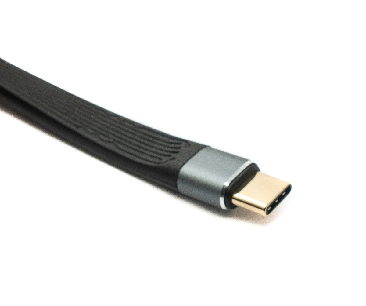 USB 3.1 Gen 2 Kabel 20 cm Typ C Stecker zu Stecker Flachkabel 10 Gbit/s 100W | System-S