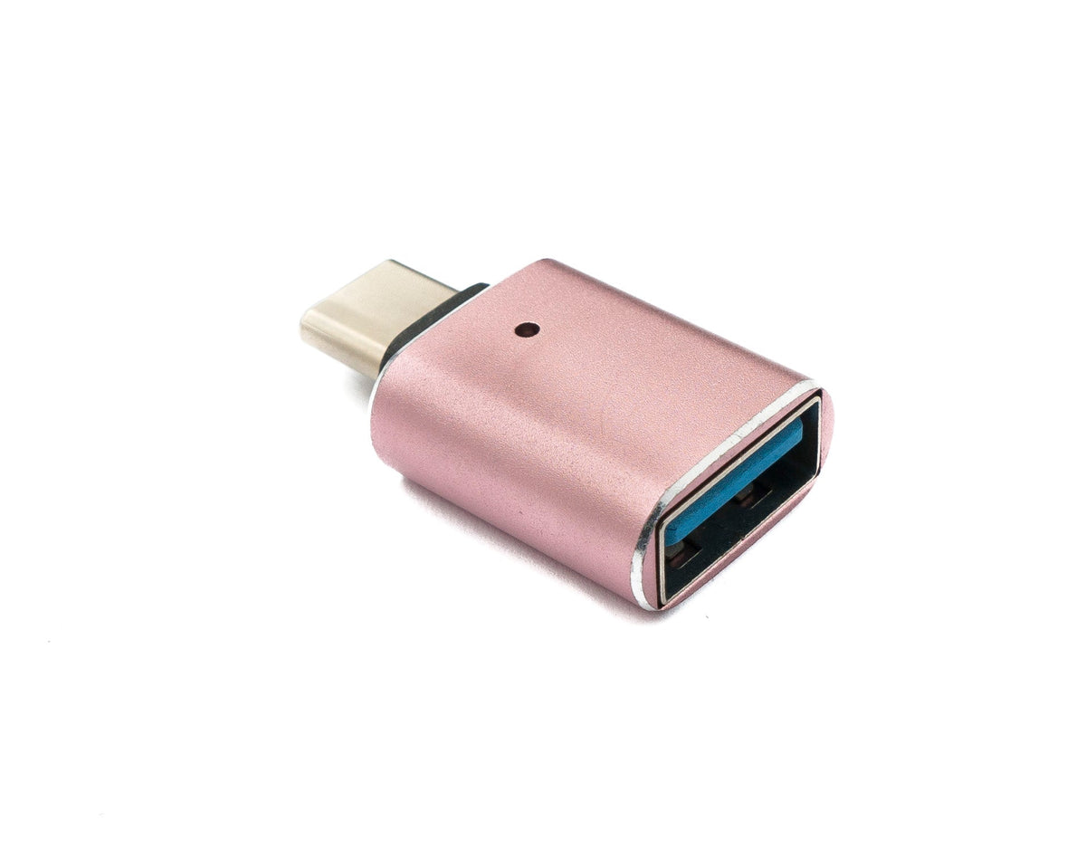SYSTEM-S USB 3.1 adapter type C male to 3.0 A female with indicator light 5 Gbit/s 100W in pink