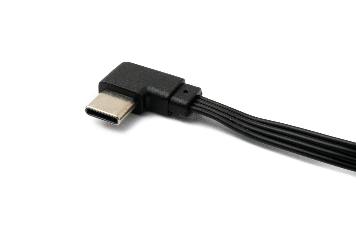 SYSTEM-S USB 3.1 cable 13 cm Type C male to 2.0 Type A male angled flat black