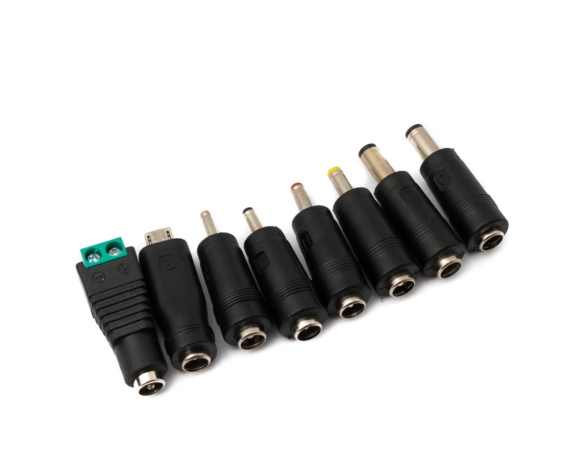 SYSTEM-S DC adapter set of 8 DC 20V 5.5 x 2.1 mm to further DC LED socket cable black
