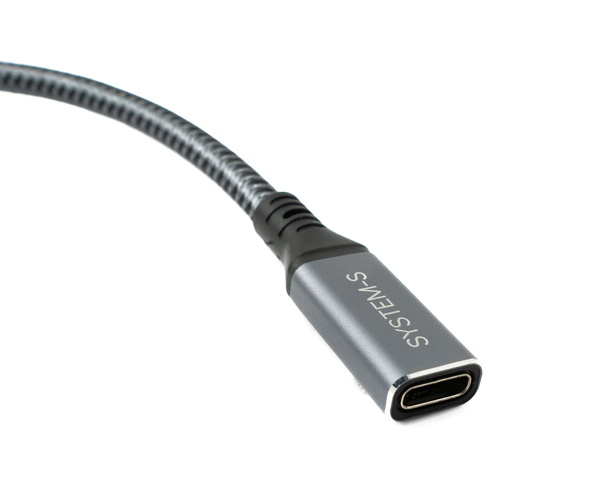 USB4 USB 20 cm Kabel Typ C Stecker zu Buchse Winkel geflochten 40 Gbit/s 240 W USB 4.0 Kabel | System-S