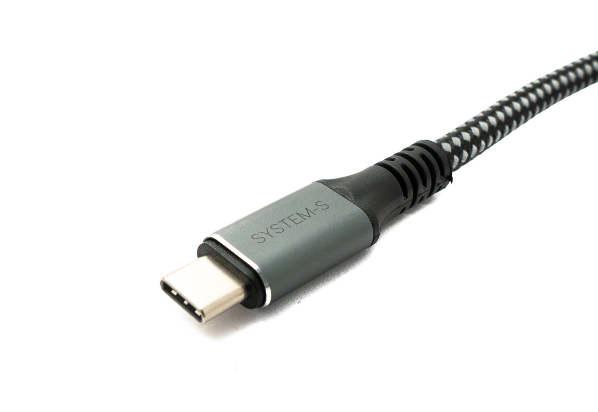USB4 USB 50 cm Kabel Typ C Stecker zu Stecker geflochten 40 Gbit/s 240 W USB 4.0 Kabel | System-S
