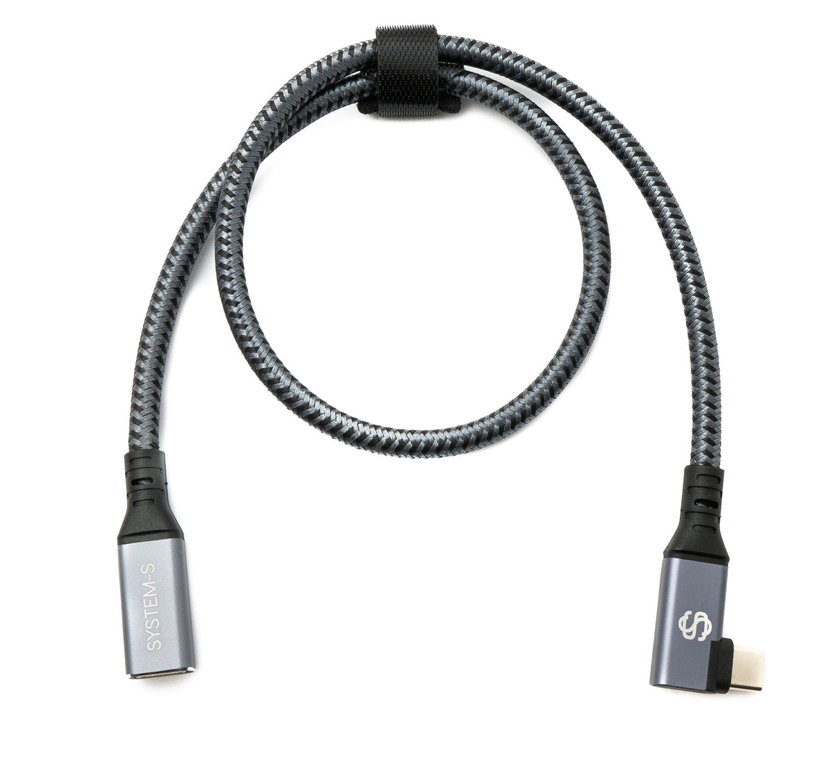 USB4 USB 40 cm Kabel Typ C Stecker zu Buchse Winkel geflochten 40 Gbit/s 240 W USB 4.0 Kabel | System-S