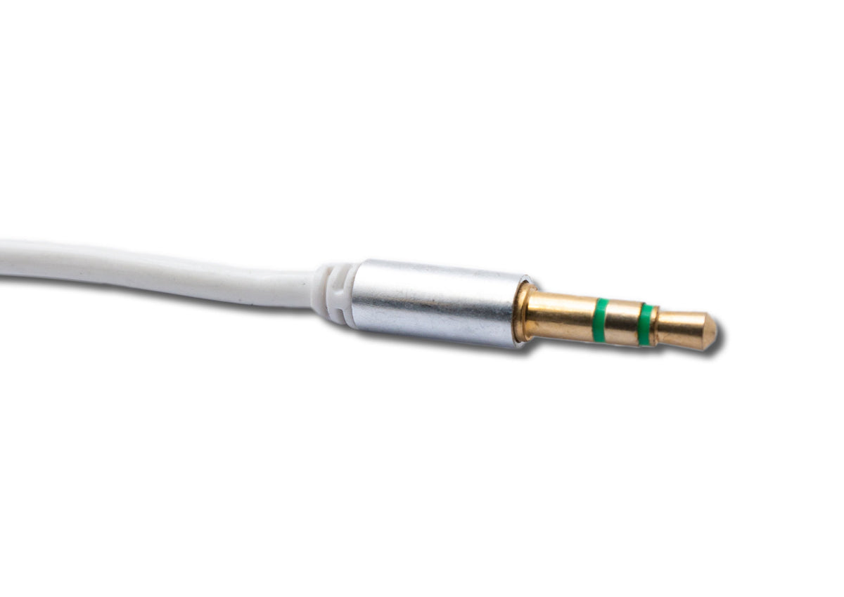 Audio Kabel 150 cm 3,5 mm Stereo Klinke Stecker zu Stecker Spirale in Weiß | System-S