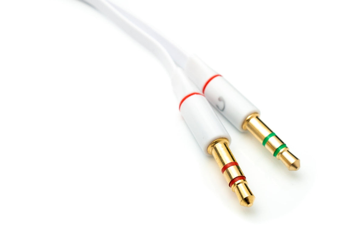 Audio Y Kabel 20 cm Stereo AUX Klinke 3,5 mm Buchse zu 2x Stecker flach Adapter | System-S