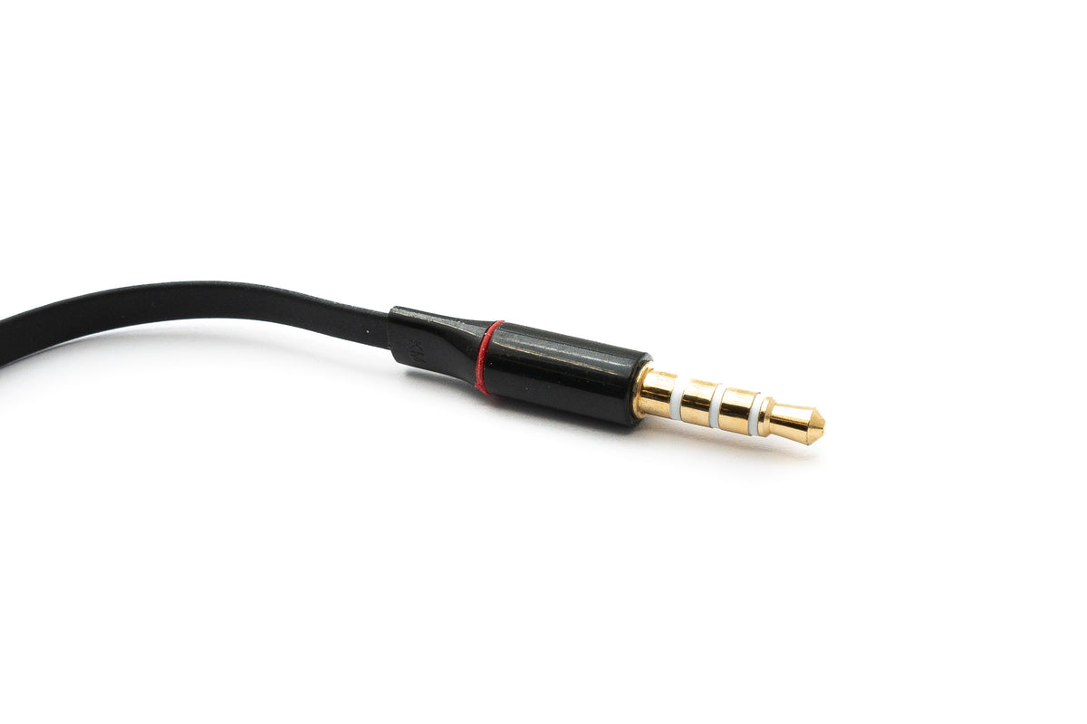 Audio Kabel 15 cm Stereo AUX Klinke 3,5 mm Stecker zu Buchse flach in Schwarz | System-S