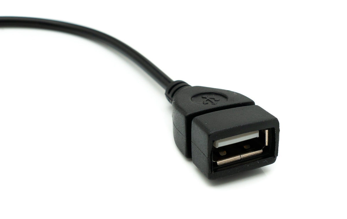 Audio USB Kabel 20 cm 3,5 mm Klinke Stecker zu 2.0 Typ A Buchse AUX in Schwarz | System-S