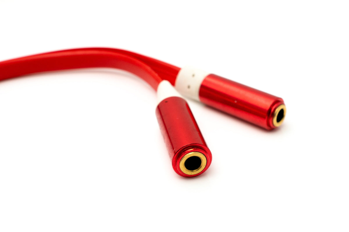 SYSTEM-S Audio Y Cable 20 cm Stereo AUX Jack 3.5 mm Male to 2x Female Flat in Red