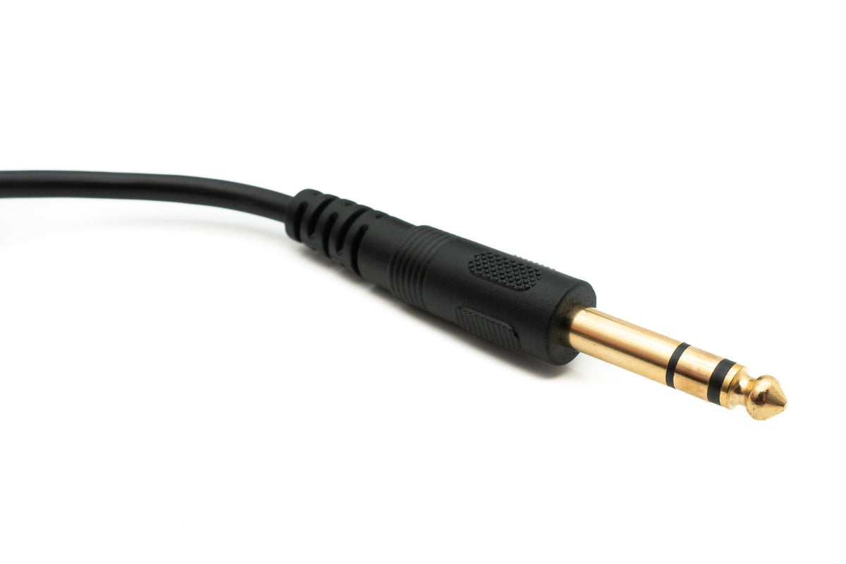 Audio Kabel 150 cm Stereo AUX Klinke 6,35 mm Stecker zu Stecker Winkel Schwarz | System-S