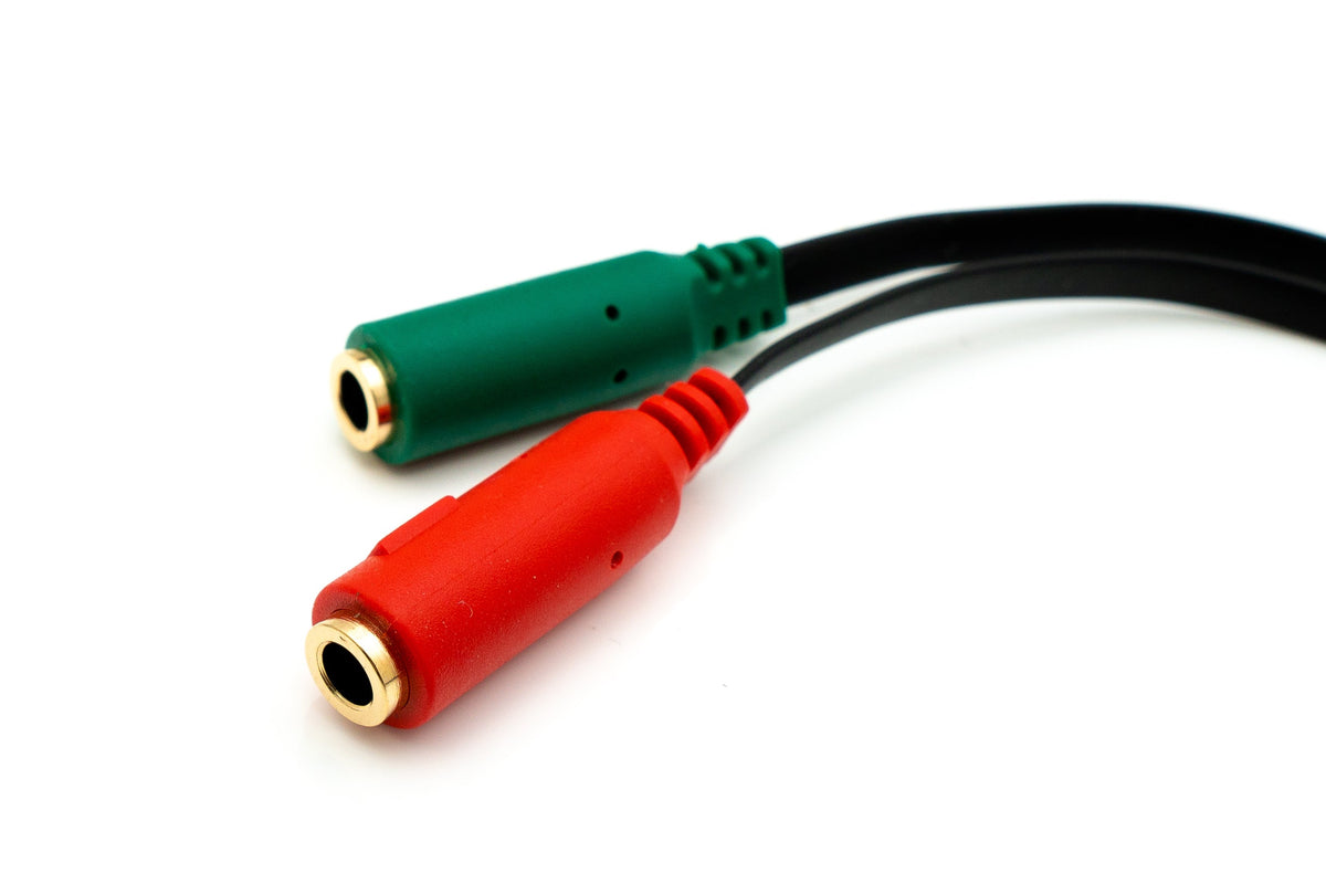 Audio Y Kabel 20 cm Stereo AUX Klinke 3,5 mm Stecker zu 2x Buchse flach Schwarz | System-S