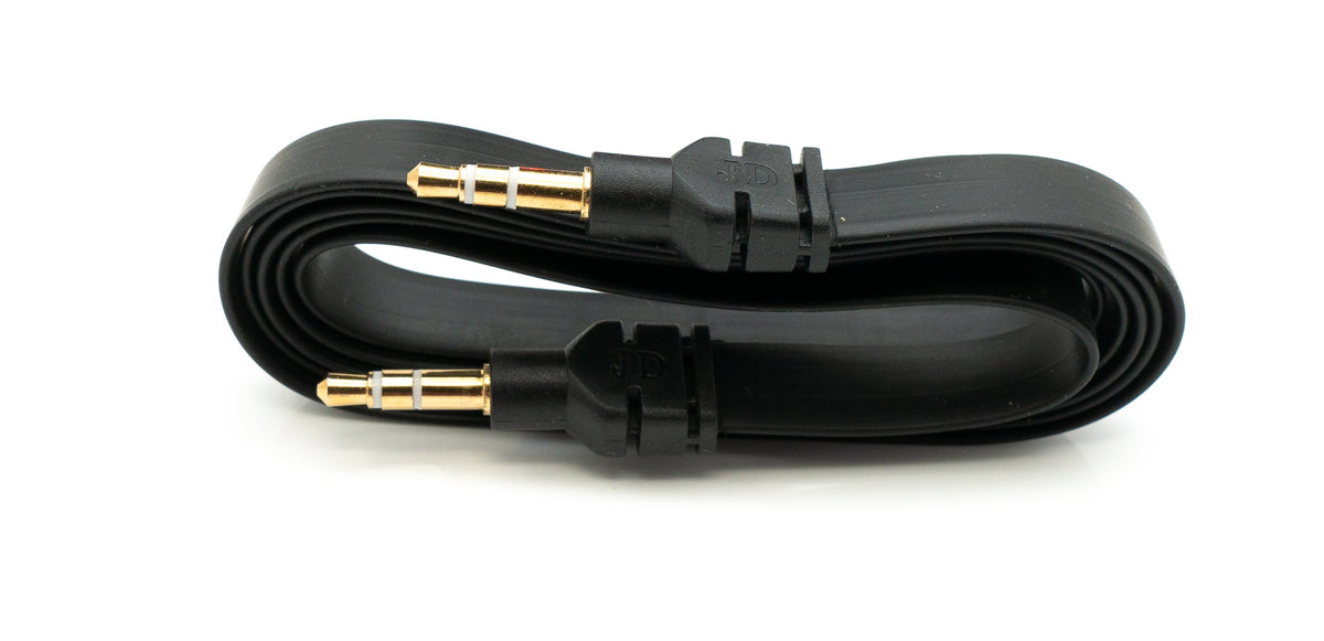 Audio Kabel 100 cm Stereo AUX Klinke 3,5 mm Stecker zu Stecker flach in Schwarz | System-S