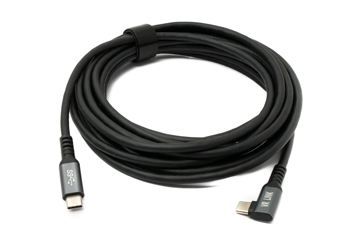 USB 3.2 Gen 1 Kabel 5 m Typ C Stecker zu Stecker Winkel in Schwarz | System-S