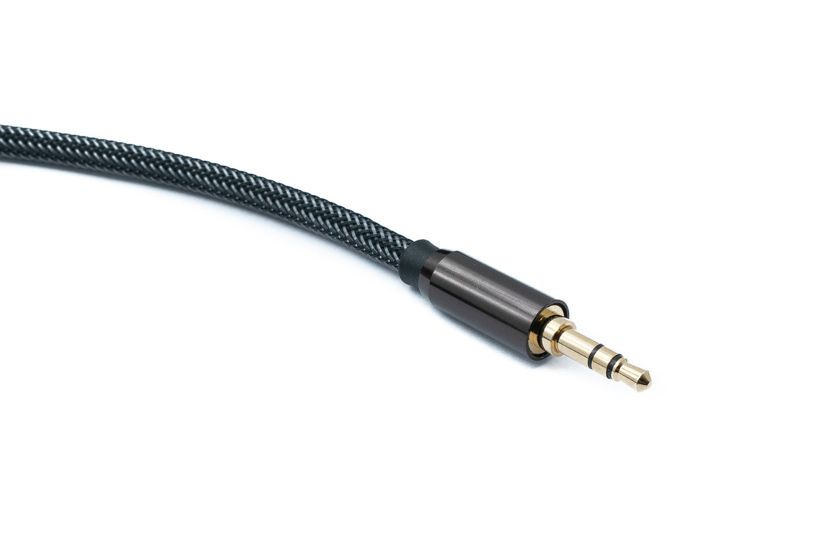 SYSTEM-S Audio Y jack cable 100 cm 2x 6.35 mm 2-pin plug to 3.5 mm 3-pin plug braided AUX
