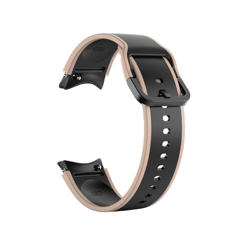 Armband 20 mm aus Silikon für Samsung Galaxy Watch 5 4 Smartwatch Beige Schwarz | System-S