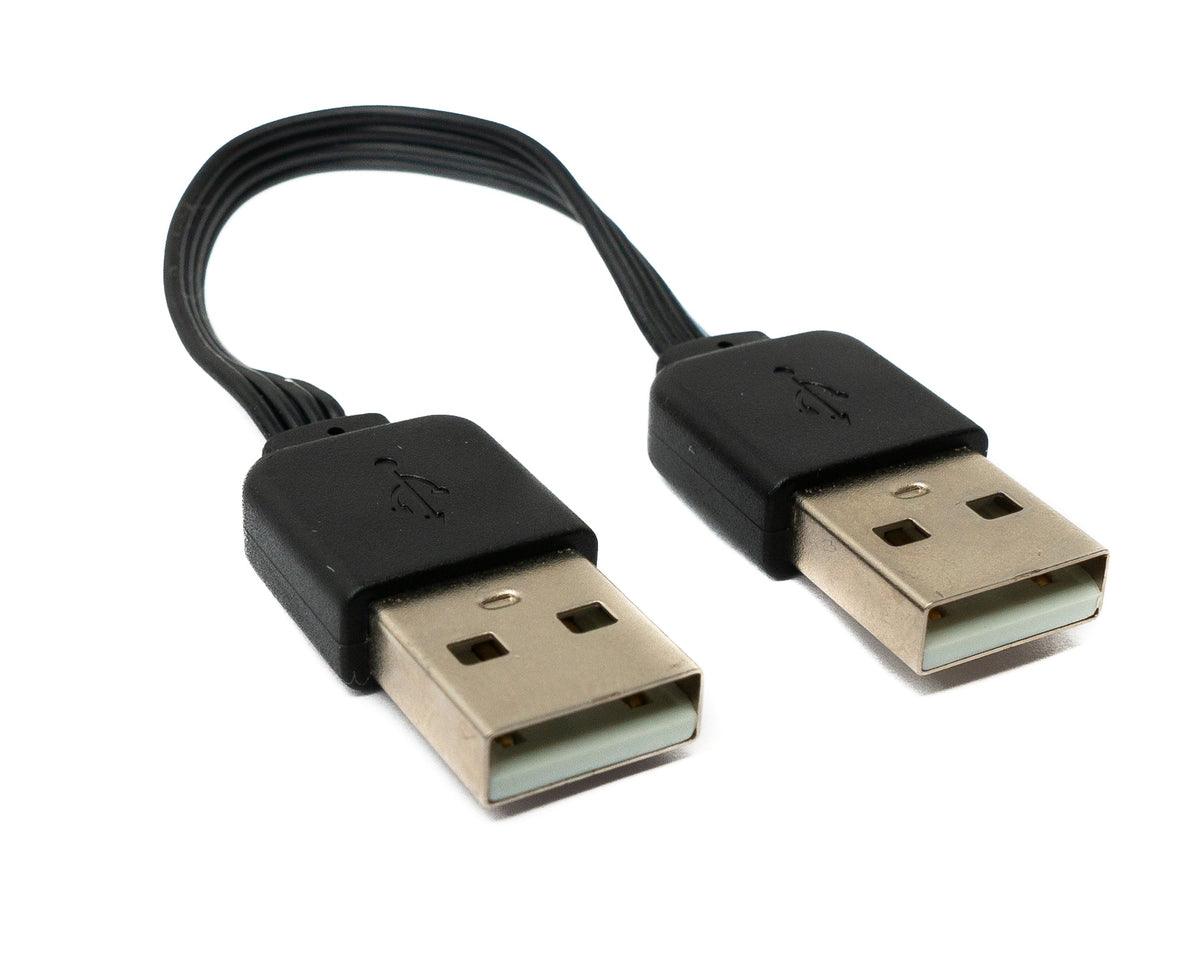 USB 2.0 Kabel 10 cm Typ A Stecker zu Stecker Adapter kurz flach in Schwarz | System-S